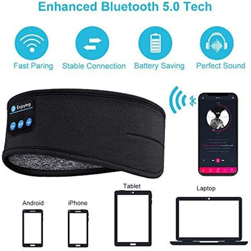 Thin Soft Elastic Wireless Bluetooth Sleeping Headband